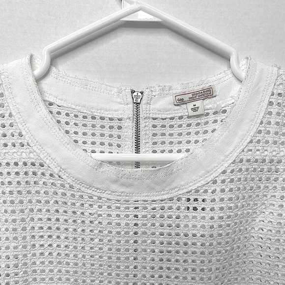 GAP Crochet Embroidery Mesh Linen Cotton Dress Summer Vacation Pocket Sz Medium - Picture 3 of 10